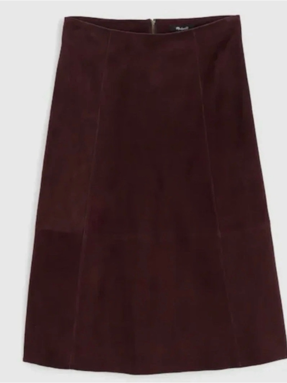 Madewell Seamed Suede Midi Skirt in Deep Purple Size 00 NWD $458 NY240